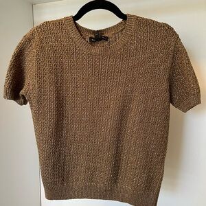 BR Gold Metallic Knit Crop Short Sleeve Small